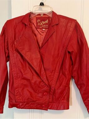 80s Vintage Reed Leather Jacket Michael Jackson Style US4